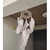 cheap Dreamcatcher-Dream Catcher Handmade Gift  with 5 Circles Feather Bead Flower Wall Hanging Decor Art Boho Style 16*70cm