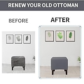 cheap Ottoman Cover-Stretch Ottoman Cover Square Ottoman Slipcovers Rectangular Foldable Storage Stool Cover Bench Cover Furniture Protector Soft Slipcover with Elastic Bottom