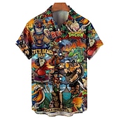 economico Stampa Vintage Retrò-Per uomo Tribale Totem Camicia Camicia hawaiana Camicia Aloha Maniche corte Camicia Collo ripiegabile Di tendenza Streetwear Originale Esterno Strada Informale Giallo Rosso Blu S M L