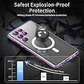 levne Pouzdra pro Samsung-telefon Carcasă Pro Samsung Galaxy S24 S23 S22 S21 Ultra Plus S25 Ultra Celý kryt Magnetické adsorpční pouzdro S Magsafe Přenosná Flip Průsvitné Průhledný Jednobarevné Slitina hliníku Plastický