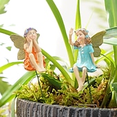 abordables sculptures et statues de jardin-2 pièces papillon fée pot de fleur paysage décoratif accessoires décoratifs