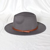 baratos Chapéu de Festa-Chapéus Lã / Acrílico Chapéu Fedora Formal Casamento coquetel Royal Astcot Simples Clássico Com Cor Pura Capacete Chapéu