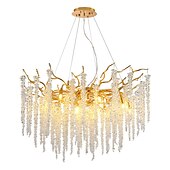 billige Lysekroner-led lysekroner moderne luksus, 23,6&quot;/31,2&quot; 8/12-lys gullkrystall for hjemmeinteriør kjøkken soverom jern kunst tregren lampe kreativ lampe lys varm hvit 110-240v