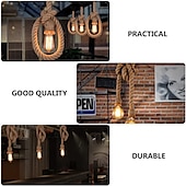 economico Luci Isola cucina-lampada a sospensione in corda di canapa vintage 1 testa 1,5 metri base e26/e27, lampada a sospensione in corda di canapa retrò lampada da soffitto vintage stile retrò per illuminazione bar ristorante sala da pranzo ， lampadina non inclusa