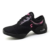 preiswerte Tanz-Sneaker-Schwarze Mesh-Tanz-Sneaker für Damen – atmungsaktive, leichte Jazzschuhe mit Luftpolstersohle für Zumba, Hip-Hop und Fitnesstraining