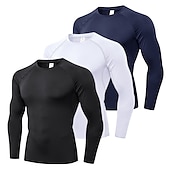 billiga aktiva t-shirts och tankar för män-Herr Kompressionströja T-shirt för jogging Långärmad Baslager Sport Sommar Elastan Andningsfunktion Snabb tork Fuktabsorberande Mjuk Kondition Gymträning Löpning Sportkläder Sportkläder Solid färg
