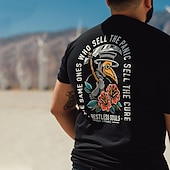 cheap Men's Plus Size T-shirts-Men's Plus Size Big Tall T Shirt Tee Crewneck Black Short Sleeves Outdoor Going out Print Letter Clothing Apparel Cotton Blend Streetwear Stylish Casual