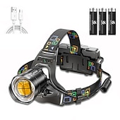 cheap Head Lights-LED Headlamp Rechargeable Outdoor Super Bright With XHP90 Lamp Beads Waterproof Headlight Power Display Suitable For Exploration Hunting Fishing