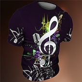 tanie Koszulki 3D-Festiwal Muzyczny Męskie Graficzny Nuty Podkoszulek Koszulki Krótki rękaw Podkoszulek Druk 3D Półgolf Koszula Zabytkowe Moda Designerskie Na zewnątrz Codzienny Sport Żółty Czerwony Fioletowy Wiosna i