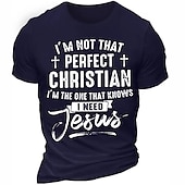  T-Shirt Uomo Fede Cristiana "Cristiano Imperfetto Ho Bisogno di Gesù" Maglietta Grafica a Maniche Corte