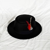 billiga Partyhatt-hattar Ull / Akryl Fedorahatt Formell Bröllop cocktail Royal Astcot Enkel Retro Med Fjäder Ren Färg Hårbonad Huvudbonader
