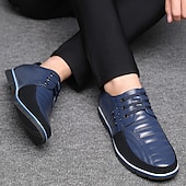 preiswerte Sneaker für Herren-Freizeit-Schnürschuhe aus Kunstleder für Herren – stylische blaue und schwarze Low-Top-Sneaker mit rutschfester Sohle für den Alltag und halbformelle Anlässe