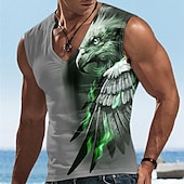 preiswerte T-Shirts mit Tiermuster-Herren Graphic Tier Adler Shirt Ärmelloses T-Shirt für Männer Ärmellos T-Shirt 3D-Druck V Ausschnitt Hemd Designer Brautkleider schlicht Muskel Sport Laufen Fitnessstudio Blau Purpur Braun Frühling