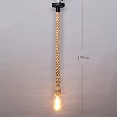 economico Luci Isola cucina-lampada a sospensione in corda di canapa vintage 1 testa 1,5 metri base e26/e27, lampada a sospensione in corda di canapa retrò lampada da soffitto vintage stile retrò per illuminazione bar ristorante sala da pranzo ， lampadina non inclusa