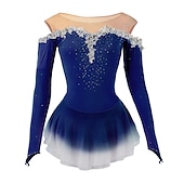 voordelige Schaatsjurken-Kunstschaatsjurk Dames Voor meisjes Schaatsen Jurken Geel Roze Donker paars Lapwerk Netstof Spandex Hoge Elasticiteit Wedstrijd Kunstschaatskleding Kristal / Bergkristal Stom licht Modieus Lange mouw