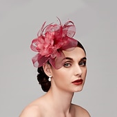 cheap Fascinators-Elegant Feather Net Fascinators Hats with Feathers Fur Floral 1PC Special Occasion Kentucky Horse Race Ladies Day Headpiece dress to impress Race Day Dress