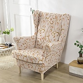 billige Lenestoldeksel og armløst stolomslag-stretch wingback stoltrekk vinge stol slipcovers med seteputetrekk spandex jacquard wingback lenestoltrekk til ikea strandmon stol