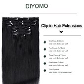 cheap Clip in Hair Extensions-Clip in Hair Extensions Real Human Hair Soft &amp; Natural Jet black Remy Seamless Clip ins 120g 7pcs Clip on Hair Extensions Clip in Human Hair for Women