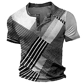 billiga Geometrisk-Herr Grafisk Färgblock Waffle Henley Shirt T-shirts Vintage skjorta Kortärmad 3D-tryck Mode Designer Bekväm Utomhus Ledigt Dagligen Sommar Svart Blå Himmelsblå Brun Grå Henley Henley T-shirt