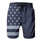 お買い得  独立記念日ボトムス-男性用 グラフィック 国旗 スイミングトランクス ボードショーツ スイムショーツ ミディアムウエスト ハワイアン ボヘミアン カジュアル 日常 祝日 ドローストリング メッシュ裏地付き 弾性ウエスト デザイナー 衣類