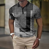 voordelige Color Block Polo voor heren-Voor heren Ruitjes Wafel Poloshirts Golfshirt Korte mouw Poloshirt Overhemden met kraag Vintage Casual Vakantiekleding Formele kleding Festivalkleding Knop 3D-afdrukken Wijn blauw Bruin
