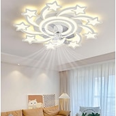 preiswerte Deckenventilator-Leuchten-LED-Deckenventilatoren dimmbar mit Fernbedienung Contral Blumendesign 20 &quot;/ 39&quot; 5/9-Köpfe Unterputz-Deckenleuchte Acryl-Lampenschirm-Kronleuchter Schlafzimmer Wohnzimmer