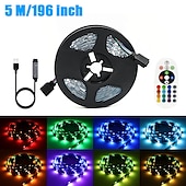 cheap Remote Control-USB 5M RGB LED Strip Light with 24 Keys Remote Control Back Light 5050 SMD RGBIC LED Strip Light for Bedroom Home TV Back Light DIY Decor