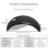 baratos Ratos-2.4g mini mouse sem fio dobrável receptor usb de viagem óptico ergonômico mouse de escritório para pc laptop jogo mouse win7/8/10/xp/vista