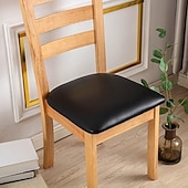 economico Copertura per sedia-fodera per sedia da pranzo impermeabile fodera per sedia elasticizzata fodera per sedia elastica in pelle sintetica nera per cene in hotel matrimoni morbidi rimovibili lavabili