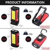 abordables Faros delanteros-Luz de trabajo cob, linterna led superbrillante recargable por usb, lámpara de camping portátil con imán trasero, linterna ajustable impermeable