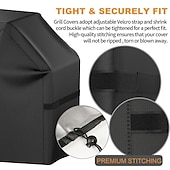 baratos Cozinha de acampamento-capa para grelha, capa para churrasqueira, à prova d&#039;água, resistente às intempéries, à prova de rasgos, anti-uv, resistente ao desbotamento, com alça ajustável, 57 polegadas, preto