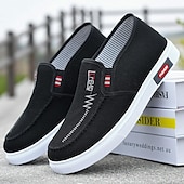 cheap Men&#039;s Slip-ons &amp; Loafers-Men&#039;s Casual Blue Canvas Slip-On Sneakers with White Rubber Sole for Comfortable Everyday Wear