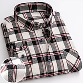 voordelige Overhemden met knopen voor heren-Voor heren Overhemd Geruit overhemd Button-down overhemd Shirt met kraag Geruit Bruiloft Werk B C D E Lange mouw Strijkijzer Lente &amp; Herfst Kleding Button-omlaag