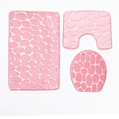 billiga 3PC Badrumsmatta set-3 st badmatta halkfria badrumsmattor, ultramjuk halkfri badmatta och absorberande badmattor, inkluderar u-formad konturmatta, toalettlocksöverdrag
