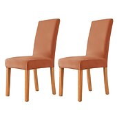 cheap Dining Chair Cover-2 Pcs Dining Chair Cover Burgundy Velvet Stretch Chair Seat Slipcover Spandex with Elastic Bottom Protector for Dining Room Wedding Ceremony Durable Washable