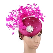 billiga Hattar och fascinators-fascinators hattar Huvudbonad Lin Formell Kentucky Derby Hästrace Damernas dag cocktail Elegant Mode Glam Med Fjäder Hårbonad Huvudbonader