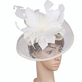 お買い得  ファシネーター-魅力的な人 帽子 ヘッドピース シナメイ フォーマル ケンタッキーダービー 競馬 レディースデー 教会 エレガント ヴィンテージ ゴージャス と フェザー かぶと 帽子