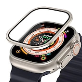 cheap Smartwatch Screen Protectors-Watch Case for Apple Watch Ultra 49mm Screen Protector 49mm 9H Tempered Glass Titanium Alloy Frame Keep Original Touch Sensitive Lightweight Protective Glass Film for iwatch Ultra 49mm
