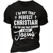  T-Shirt Uomo Fede Cristiana "Cristiano Imperfetto Ho Bisogno di Gesù" Maglietta Grafica a Maniche Corte