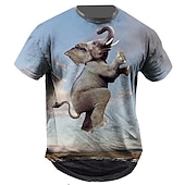 cheap Animal Print T shirts-Men&#039;s Graphic Animal Elephant T Shirt Short Sleeve T shirt 3D Print Crew Neck Shirt Vintage Fashion Designer Outdoor Daily Sports Blue Brown Green Spring &amp; Summer Clothing Apparel S M L XL 2XL 3XL