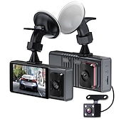 cheap Car DVR-3 Channel Dash Cam Front And Rear Inside 1080P Dash IR Night Vision Loop Recording Car DVR Camera With 3 Inch IPS Screen 3 Cameras Car Dashcam