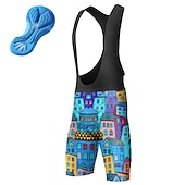 お買い得  メンズショートパンツ・タイツ・パンツ-男性用 グラフィック サイクリングビブショーツ バイク ボトムズ マウンテンサイクリング ロードバイク スポーツ 3Dパッド サイクリング 速乾性 吸汗性 ブルー オレンジ スパンデックス 衣類 サイクルウェア