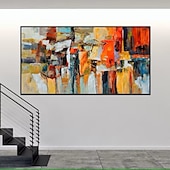 お買い得  抽象画-手作りの油絵キャンバス壁アート装飾現代抽象家の装飾のためのロールフレームレス未延伸絵画