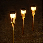 abordables Projecteurs extérieurs-2 pièces jardin extérieur solaire bambou torche lumière paysage voie solaire torche lumière solaire voie pelouse lampes spotligh partie décoration lampe