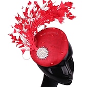 billiga Hattar och fascinators-fascinators hattar Huvudbonad Lin Formell Kentucky Derby Hästrace Damernas dag cocktail Elegant Mode Glam Med Fjäder Hårbonad Huvudbonader