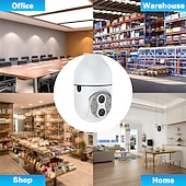 cheap Indoor IP Network Cameras-Upgraded Dual Lens 10XHybrid Zoom Light Bulb Security Camera WIFI 360 Auto Tracking Security Camera Color Night Vision Siren&amp; Light Alarm PTZ IP Camera For Home Security