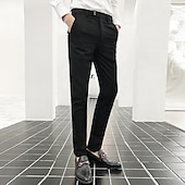 ieftine Subţire-Bărbați Costume Slab Pantaloni Pantaloni creion Buzunar Simplu Respirabil Ελαστικό Lungime până la glezne Nuntă Birou Afaceri Bumbac Șic &amp; Modern Casual Subțire Negru Gri Strech