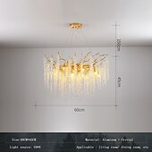 billige Lysekroner-led lysekroner moderne luksus, 23,6&quot;/31,2&quot; 8/12-lys gullkrystall for hjemmeinteriør kjøkken soverom jern kunst tregren lampe kreativ lampe lys varm hvit 110-240v