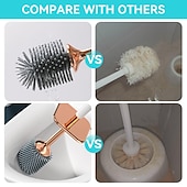 halpa Vessaharja-wc-harja ja pidike, tyylikäs silikoninen wc-kulhoharjasarja ergonomisella pitkällä varrella, modernit kylpyhuonesisustuksen puhdistustarvikkeet, kestävä, syväpuhdistus, musta &amp;amp; valkoinen