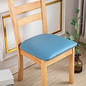 economico Copertura per sedia-fodera per sedia da pranzo impermeabile fodera per sedia elasticizzata fodera per sedia elastica in pelle sintetica nera per cene in hotel matrimoni morbidi rimovibili lavabili